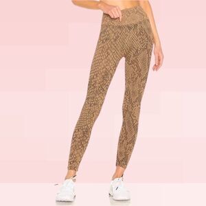 NWT TLA NY MORGAN STEWART Nude Noir Ribbed Copperhead Snake Leggings M/L